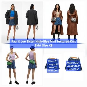 Paul & Joe Sister High-Rise Mini Textured Knit Skirt Size XS
